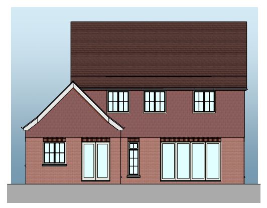 Lot: 49 - DETACHED COTTAGE AND BARN WITH PLANNING FOR DEMOLITION AND THREE HOUSES - Plot 3 Proposed Rear Elevation